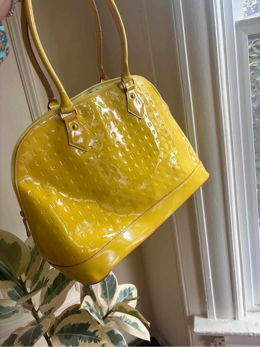 Arcadia Yellow Patent Dome Satchel